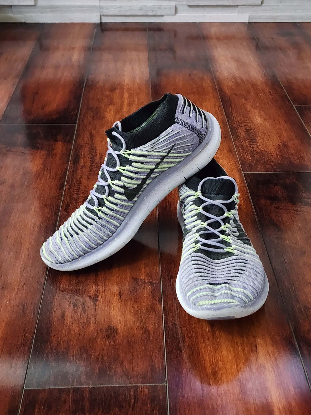 Nike Free RN Motion Flyknit Women's Running Shoes Purple Lime Green US 9.5 EU 41